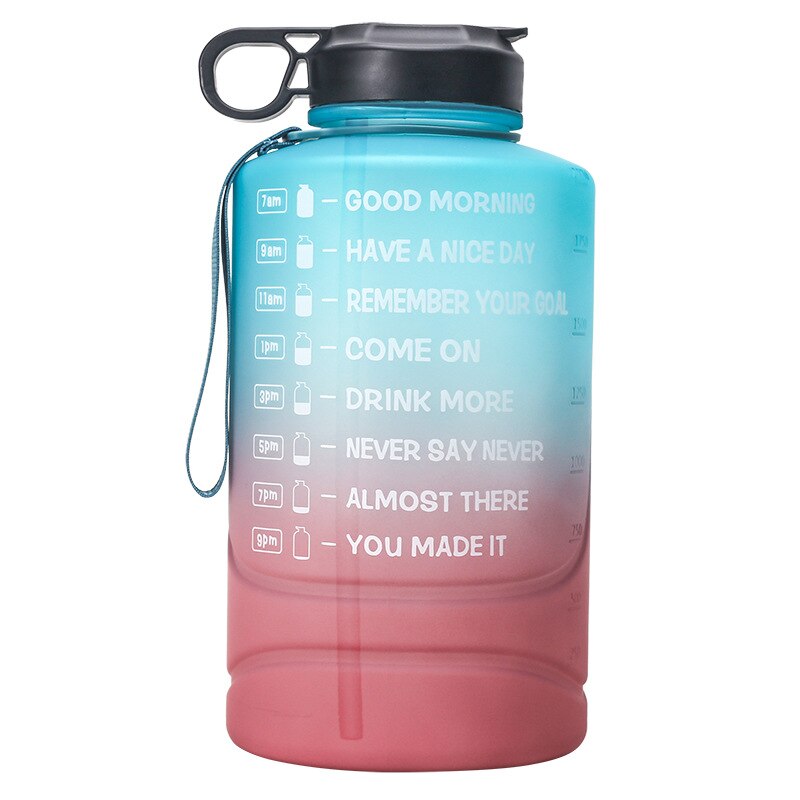 Large Half Gallon Motivational Water Bottle Leakproof BPA Free Tritan Sports Water Jug with Time Marker Ensure You Drink Enough: C