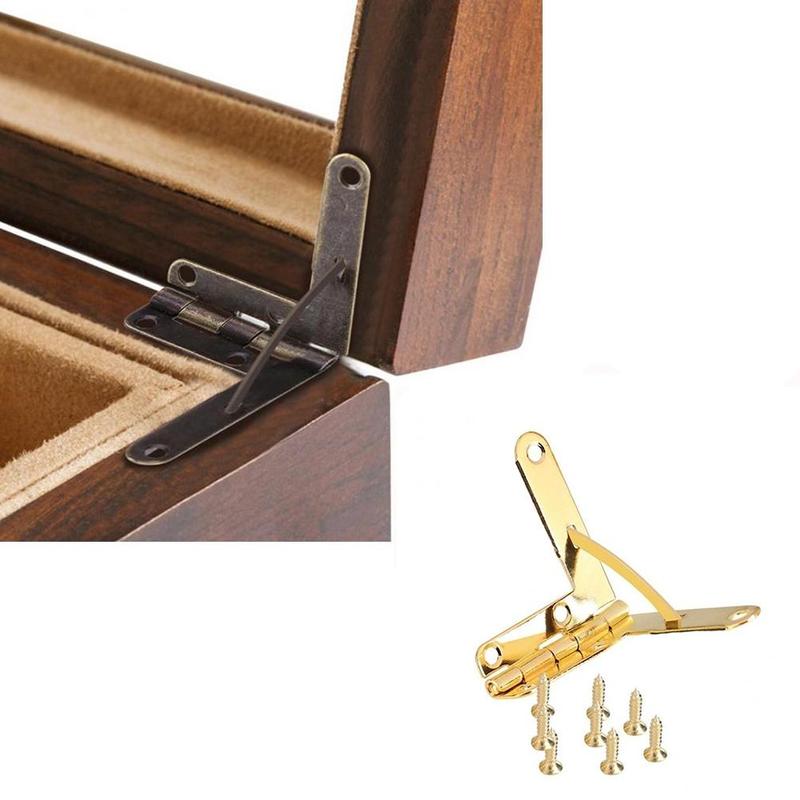Bisagra de resorte de soporte angular, bisagras de armario de 90 grados de doble orificio para joyas antiguas, 4 Uds.