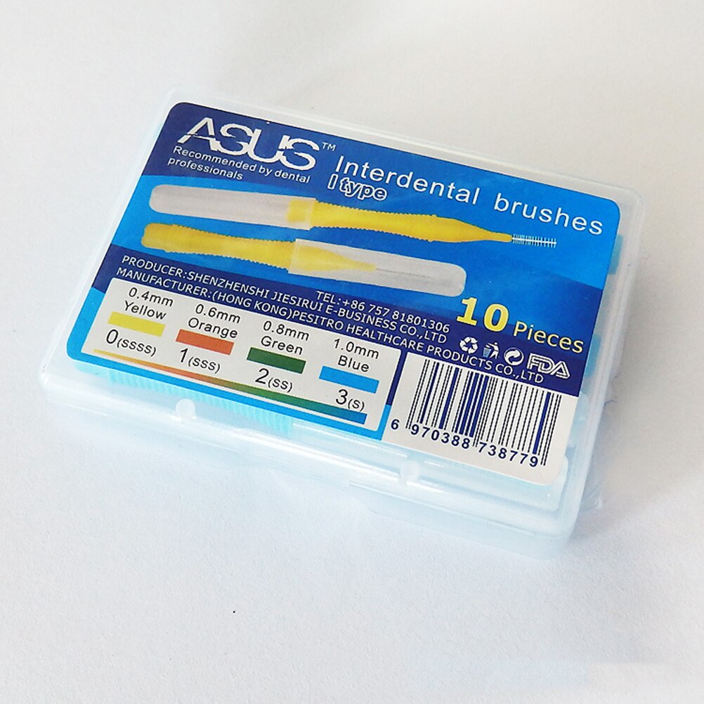1 Set of 10pcs Interdental Brushes Between Teeth Floss Pick Care Brushes (Yellow)