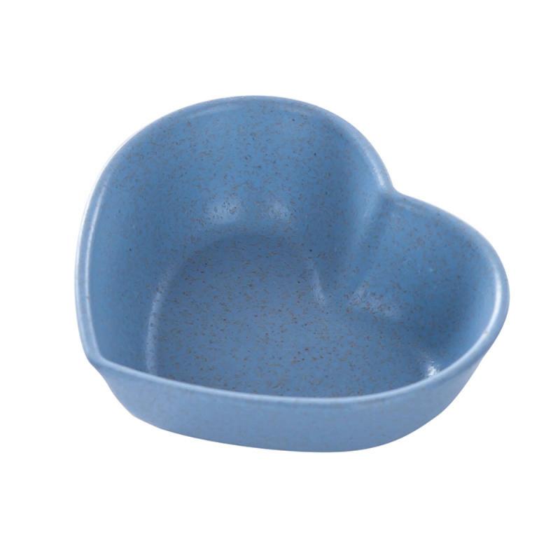 1PC multi-usages blé paille bol vinaigre assaisonnement solide soja plat Sauce sel Snack petite assiette cuisine fournitures: 06 Peach Heart Blue