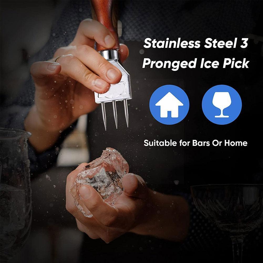 Three-headed Ice Pick With Wooden Handle Manual Ice Kitchen Chipper Ice Picnics Home Tool Tool Bartender Crushers Bar Tool T5E4