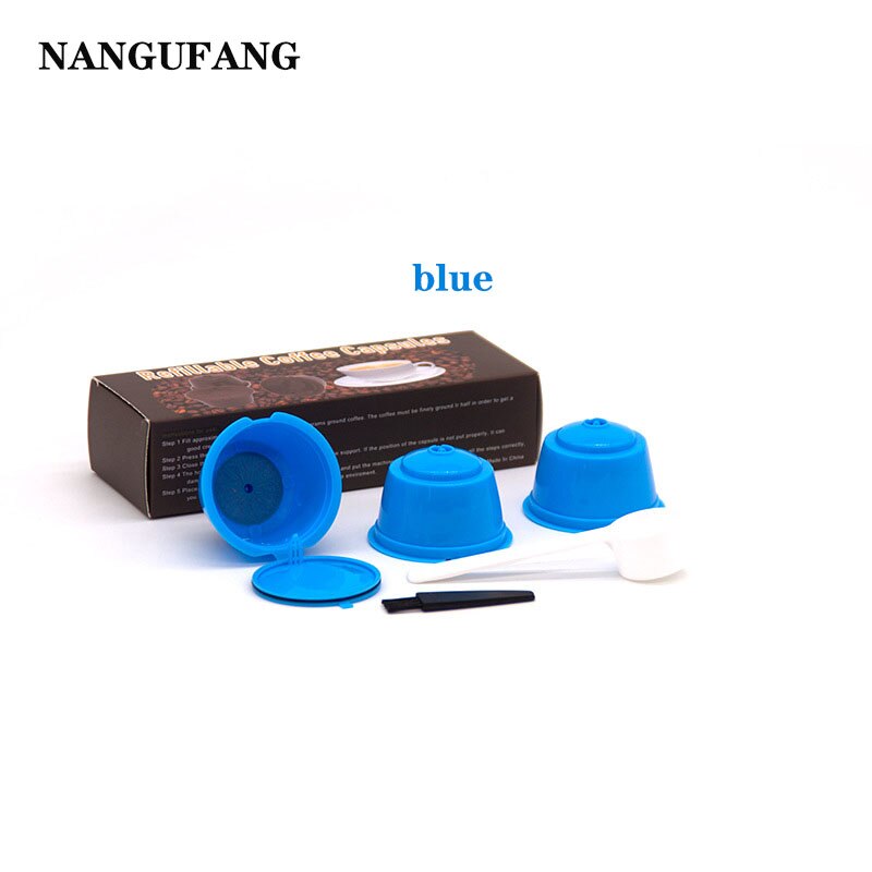1/2/3pcs reusable coffee filter for Nescafe Dolce capsule filter cup with scoop brush cover，atible Genio Piccolo Esperta Mini Me: 3pcs blue