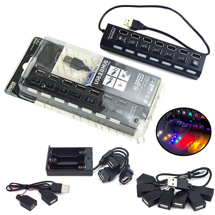 1set LED accessori per luci fai da te Building Block Street Black 7 porte USB per Kit luci a LED 10220 10260 42083 compatibile con tutte le marche