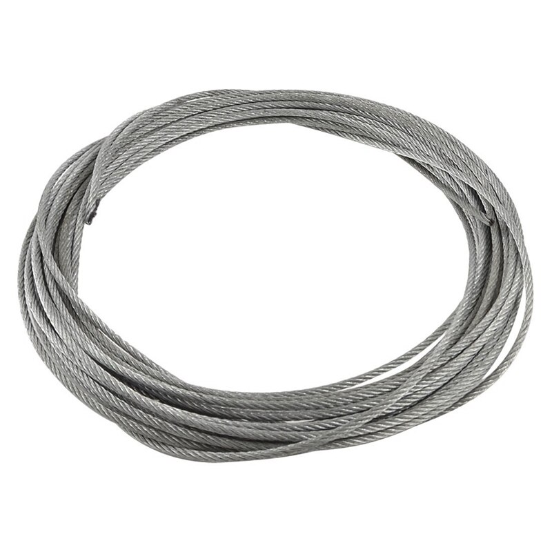 2 sæt rustfrit stålsæt : 1 sæt fleksibelt wirekabel 3 mmx 12m & 1 sæt 4- stk drejespænde / spænding (øje & krog , m6)+16- stk 1/8 tomme