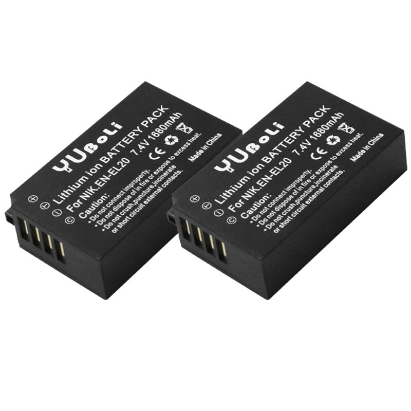 Batería EN-EL20 EN EL20a + cargador USB LED para Nikon Coolpix P1000 Nikon1 J1, J2, J3 Nikon1 AW1 ENEL20: 2battery