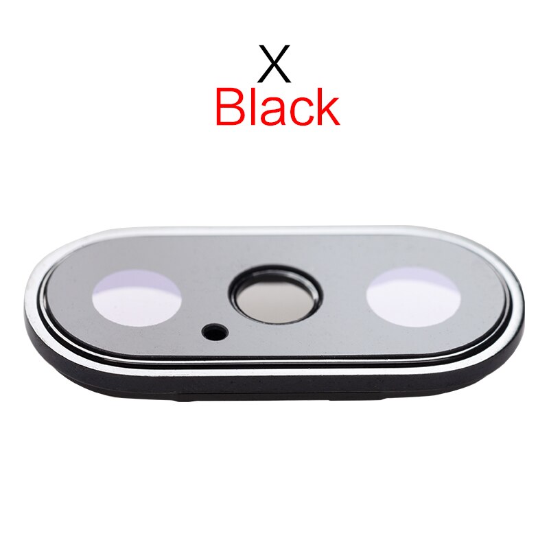 1 sztuk tylna kamera szklany obiektyw pierścień Bezel pokrywa uchwyt dla iPhone 7 8 Plus X obiektyw części zamienne: For X Black