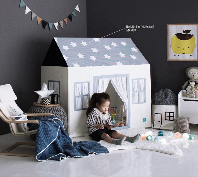 Ins Nordic Leuke Kleine Huis Pasgeboren Baby Slaapkamer Decor Baby Baby Bed Kamer Lakens Bumper Tas Voor Speelgoed Kinderen Decoratie tent