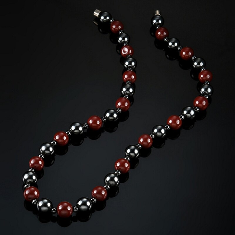 Collana di ematite Con La Terapia Magnetica Nero Rosso per La Salute Delle Donne Degli Uomini Dei Monili Perline