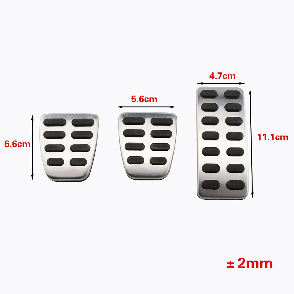 Roestvrijstalen auto gaspedaal gas rem pedaal koppelingspedalen behuizing voor hyundai verna solaris sedan hatchback -: 3 stuks mt