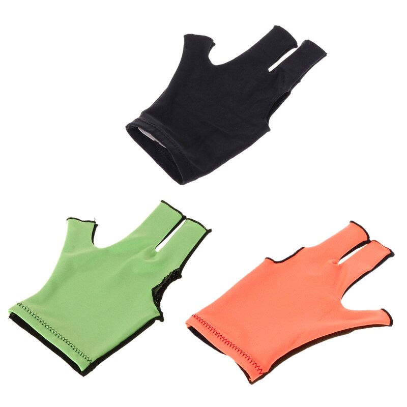 1 ud. De tela de Lycra Snooker billar taco 3 dedos guantes piscina mano izquierda abierto accesorio-Color Randon