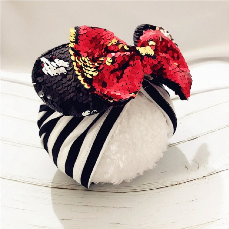 Forår sommer baby hue turban hat piger minnie mouse ører headwrap med pailletter hår sløjfer fotografering rekvisitter kasket  h262d: J
