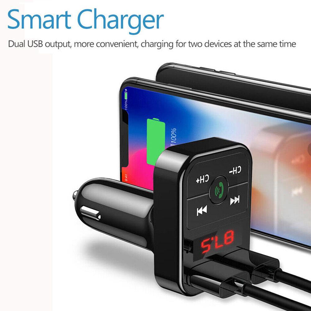 Doble USB manos libres inalámbrico Bluetooth transmisor FM para coche Radio automática reproductor MP3 USB 2.1A cargador de coche cargador de teléfono