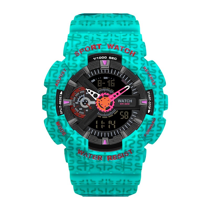 SANDA Elektronische LED Licht männer Uhren Zeiger Und Digital Armbanduhr Luxus Zählen Unten Stoßfest Uhr Herren Für Stunde: fünf Tiger Grün
