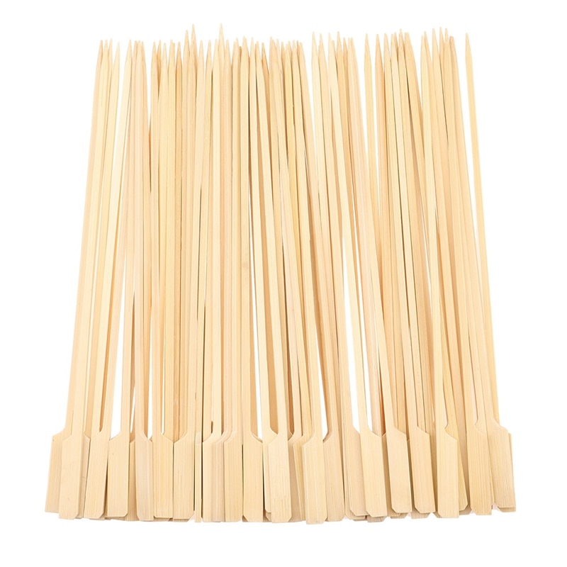 100Pcs BBQ Wooden Bamboo Paddle Skewers Disposable Cocktail Party Sticks Supplies Barbecue Kitchen Accessories