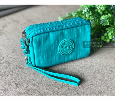 women Korean canvas clutch fabric coin purse female three-layer zipper mobile phone key bag card coin bag medium: 2a