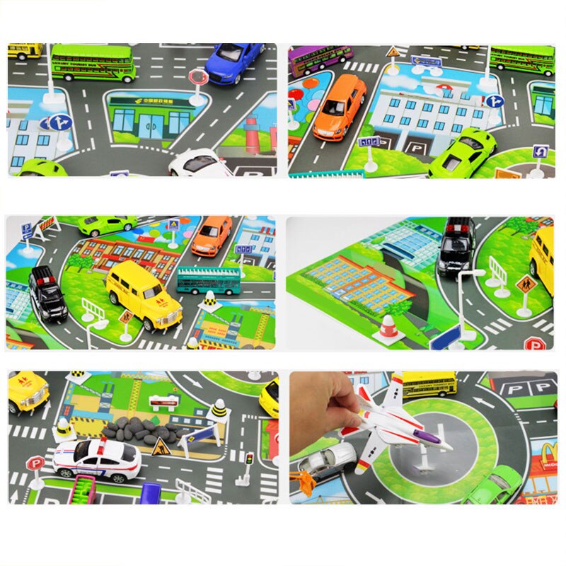 Baby lekmatta vägmatta barn tecknad trafikmatta leksaker lekmatta bebisar leker pedagogisk matta pojkbilsmatta parkeringsmatta
