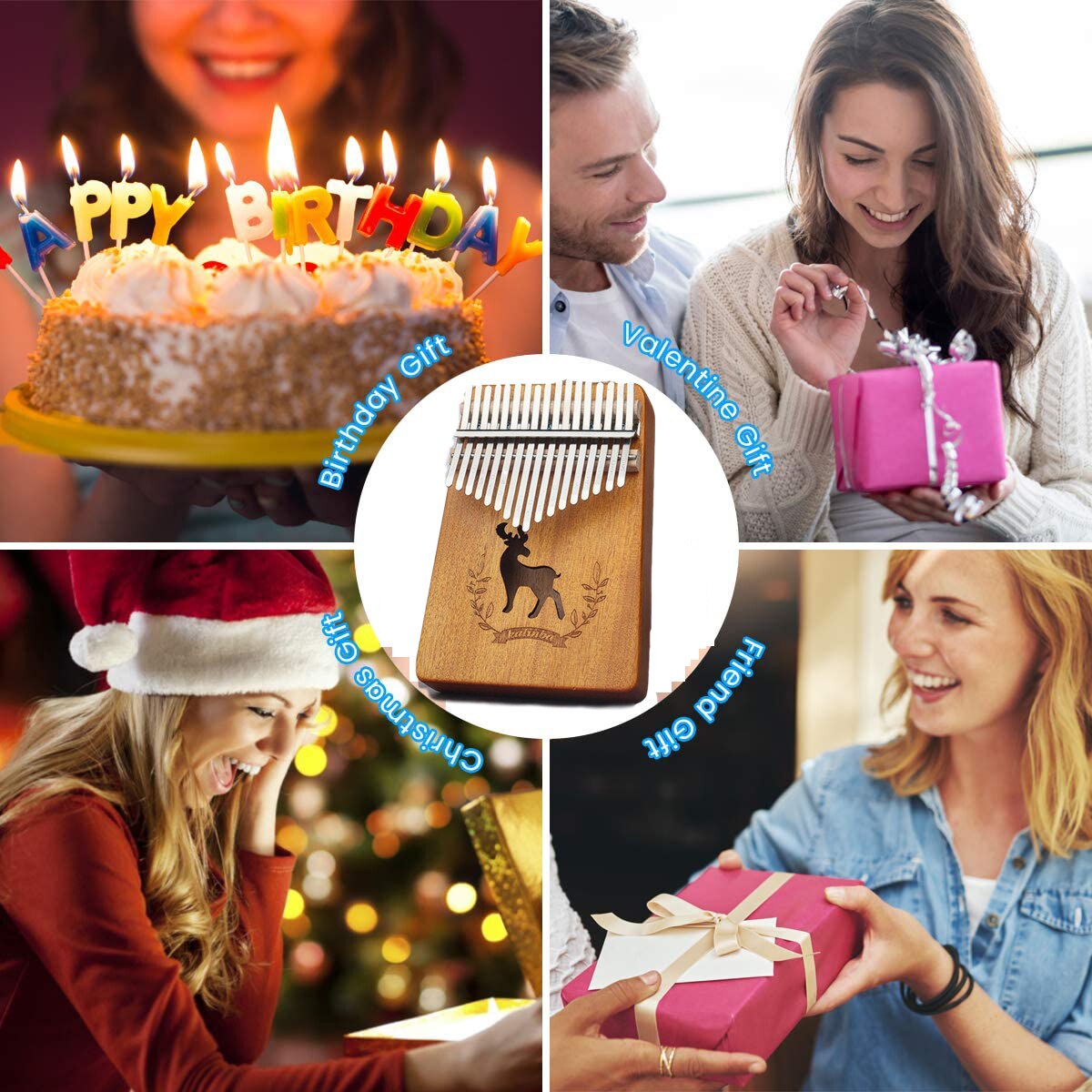 Kalimba Thumb Piano 17 Keys with Bamboo wood Portable Mbira Finger Piano for Kids and piano Beginners