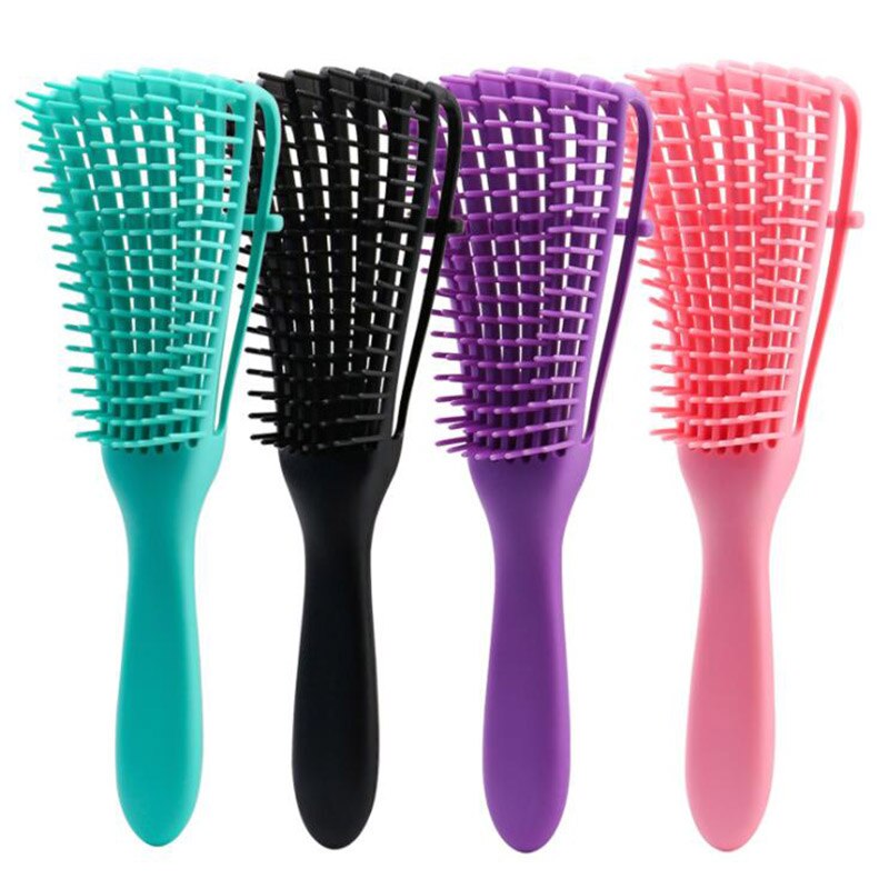 1 st detangling borste för lockigt hår halkfri gummi bläckfisk hårborste kam hårbotten massage borstar badrumstillbehör