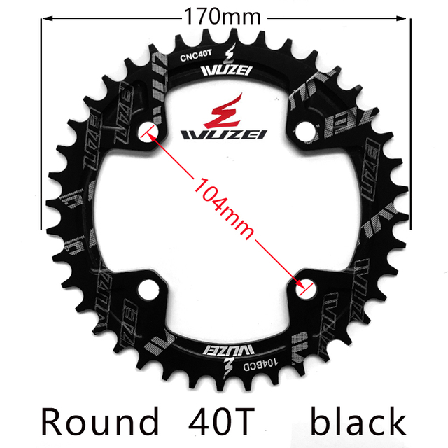 Wuzei 104 bcd crown mtb monoplates kettingblad mountainbike kettingblad 36 34 32 38 40 42 30 tanden fiets smal breed tandwiel: Lichtgrijs