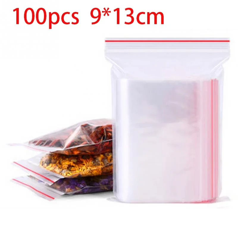 100 Stück/Packung, selbstklebende, durchsichtige Polybeutel aus Kunststoff, wiederverschließbare Zip-Beutel, Lebensmittelaufbewahrungspaket, wiederverschließbarer Vakuum-Frischbeutel: Armee Grün