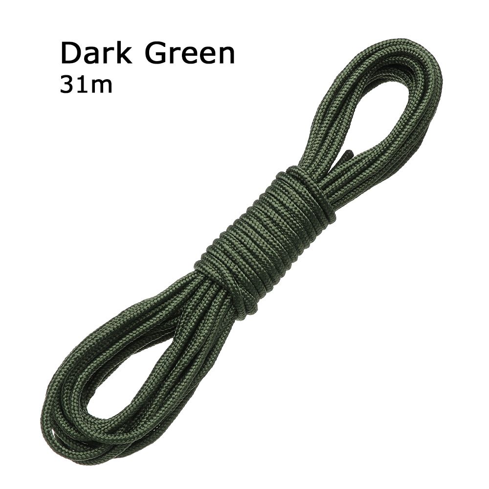 10m Used in The Jungle Clothes Drying Outdoor 4mm Braided Rope Lanyard Umbrella Rope: Dark green-31m