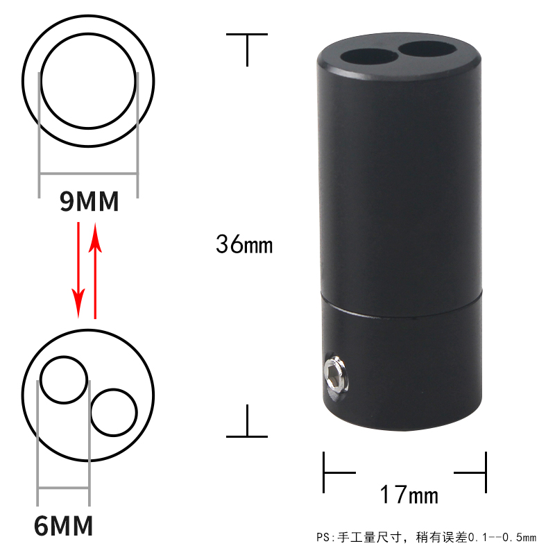 1PCS HiFi Audio Aluminum Alloy Speaker Banana RCA Plug Cable Wire Splitter Y Pant Boot Speaker Line Splitter Adapter Sleeve: 9MM to 2 6MM