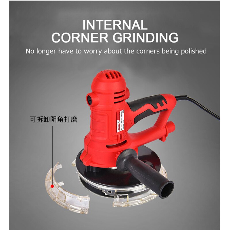 Dustless Electric Wall Putty Polisher Hand Grinder Led Double Light Grinding machine Grinder for Home Decoration
