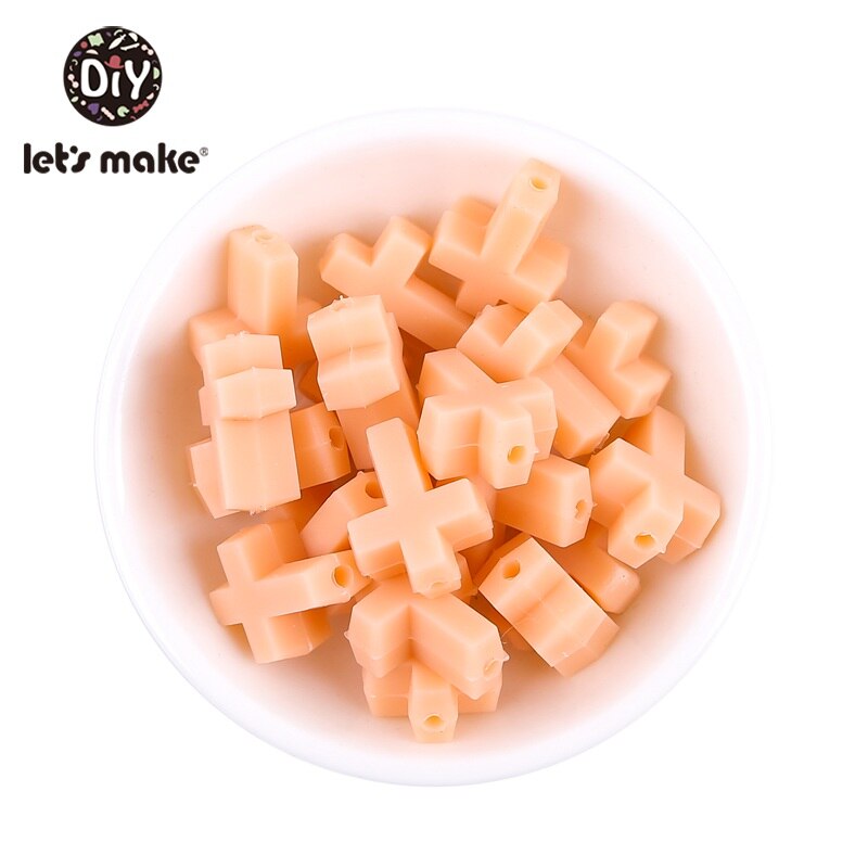 Let's Make-anneau de dentition en Silicone | 50 pièces, petites perles croisées de alimentaire, anneau de dentition de dessin animé, jouet bricolage, perles artisanales pour bébé: 8