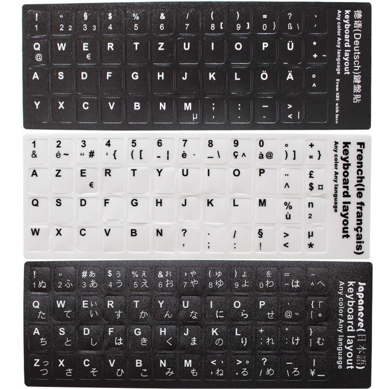 SR German Japanese French 3 Language Keyboard Scrub Smooth Stickers Layout Button Letters for PC Computer Laptop Accessories