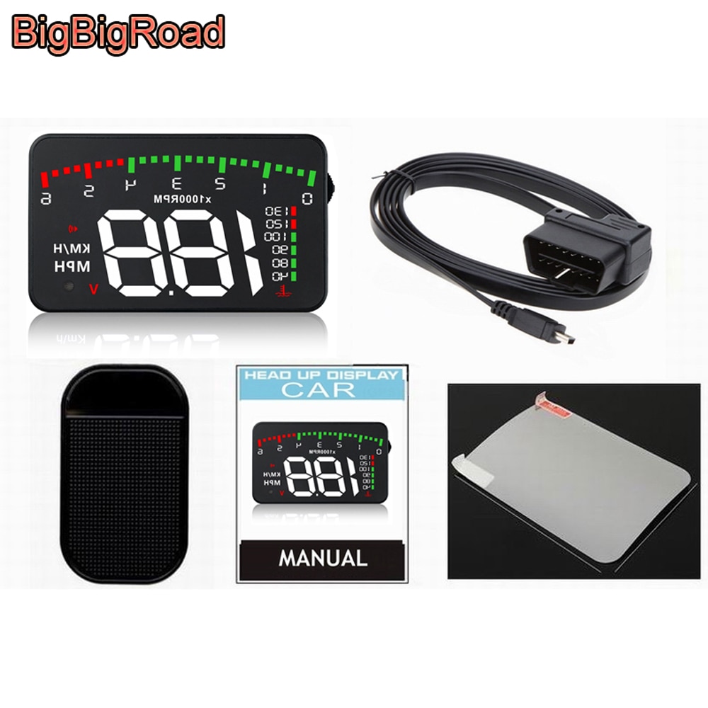 BigBigRoad Car Hud Display Windshield Projector Alarm System For Mitsubishi Pajero Sport Eclipse Cross L200 Mirage Delica