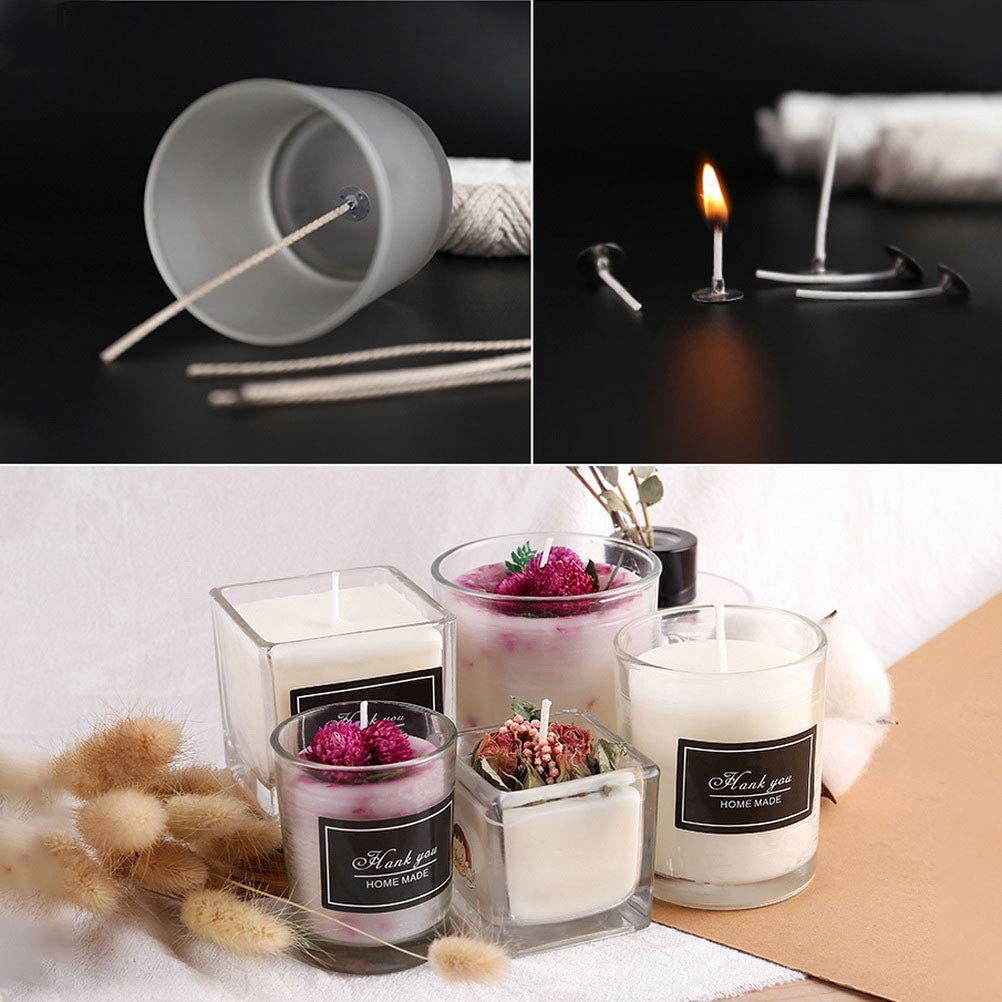 Bougeoir à mèche de bougie en coton de 61m, sans fumée, fil de bougie cylindrique d'aromathérapie, Kit de fabrication de bougies, bricolage