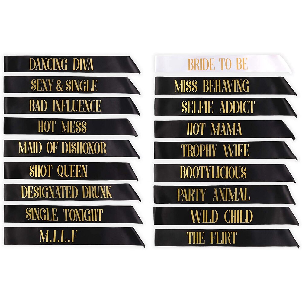 Bride To Be Team Bride Tribe Satin Ribbon Sash Set for Wedding Bachelorette Party Bridal Shower Hen Night Decoration Favor: Set of 18 capitalize