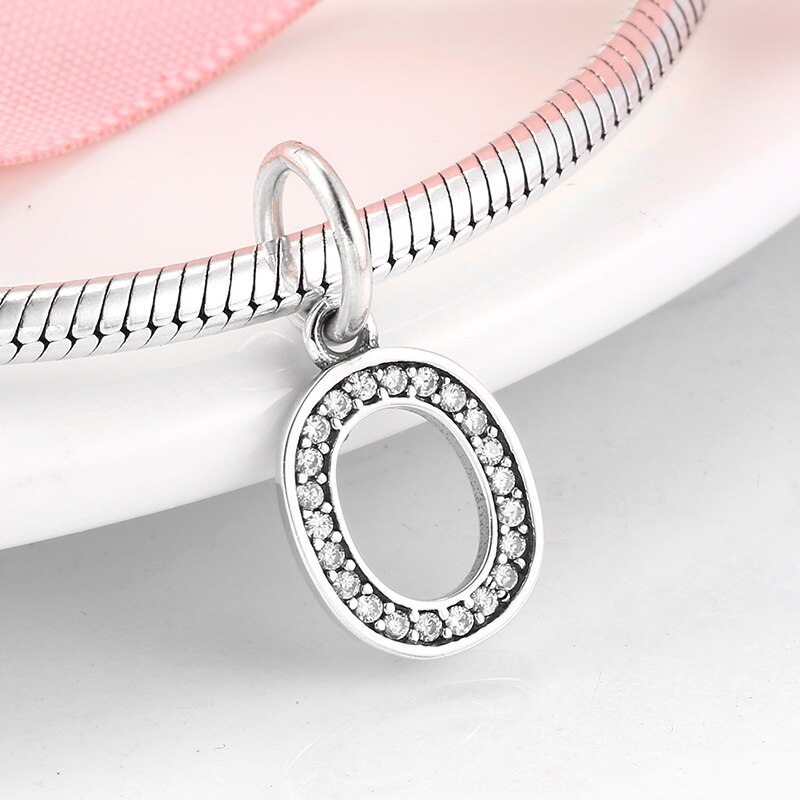 925 sterlingsølv digitalt lykkenummer 0 to 9 charme perler til smykker, der passer til originale armbånd sølvsmykker: Pd0090-10