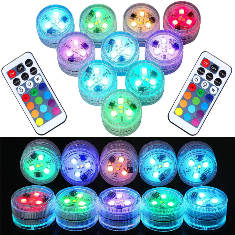 Remote LED Submersible Lights Waterproof RGB Underwater Night Light For Party Wedding Pond Pool Bathtub Aquarium Vase Decoration