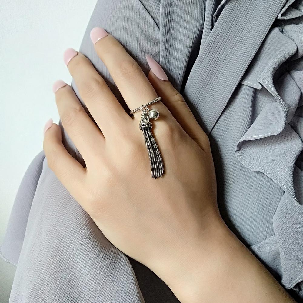 Clássico borla senhora anéis jóias nova moda 925 prata dedo anel para as mulheres princesa noivado acessórios preto anel senhora