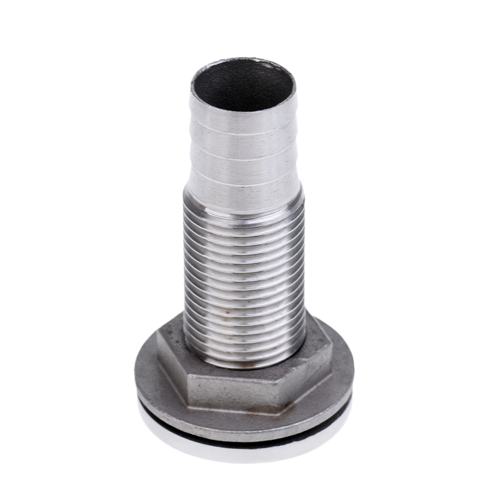 Stainless Steel Boat Thru Hull Fitting Drain Connector for 16mm Hose Barb