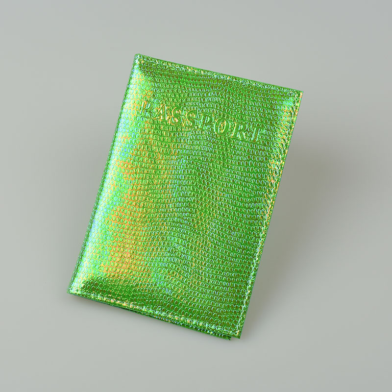 Dikedaku Shiny Pu Leer Paspoort Cover Voor Vrouwen Travel Card Ticket Paspoorthouder Case Leuke Engels Woord Covers Voor Paspoort: green