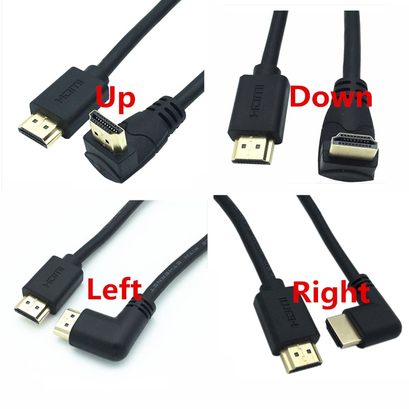 4K*2K 60HZ HDMI 2.0 A Male to HDMI v2.0 Up & Down & Left & Right Angled 90 degree Male HD extension Cable HDMI 2.0v angle cable