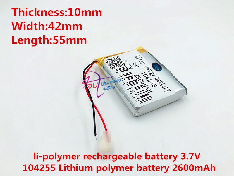 li-po best battery brand 3.7 V lithium polymer battery 2600 mah 104255 mobile power supply tablet GPS navigator