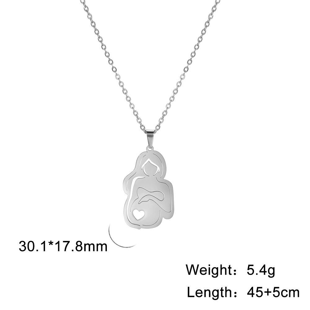 Cazador encantador colgante familiar para mamá, papá, niños, bebé, mujer embarazada, gargantilla de acero inoxidable, joyería, del Día de la madre,: Con recubrimiento de titanio