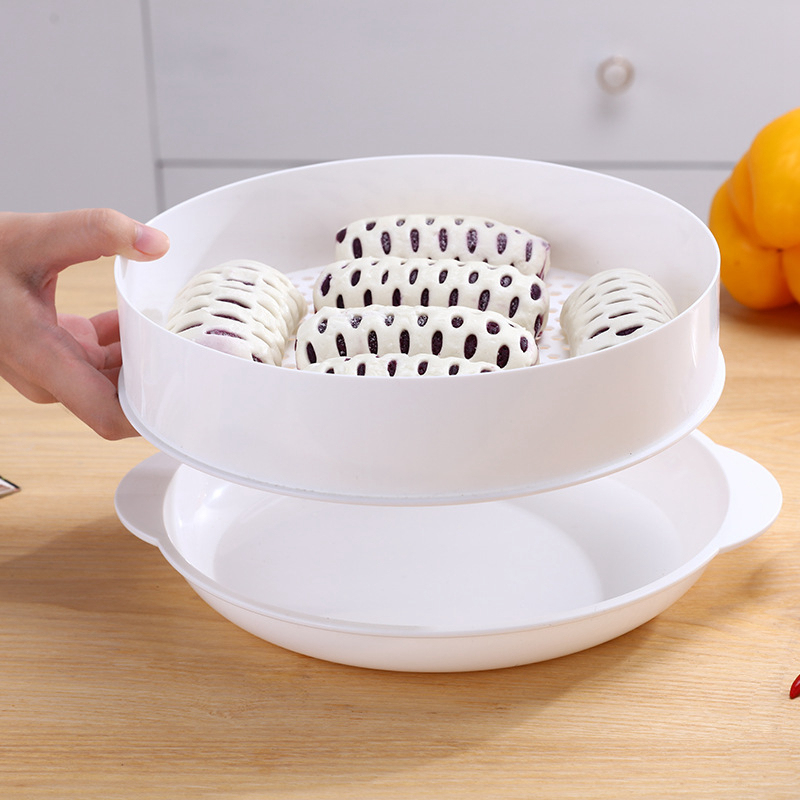 BPA Free Double Layer Microwave Oven Food Steamer Round Boiler Basket Cooker Dish Vegetable Fish Seafood Egg Tools Cooking Steam