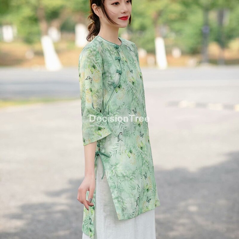 woman's chinese traditional clothing shirts ancient chinese cheongsam qipao blouse tops chinese style cheongsam top: color2 / XL