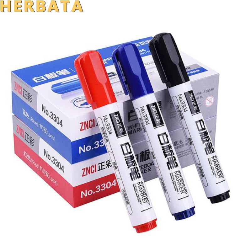 10 Stks/pak Tweekoppige Note Pen Whiteboard Pen Uitwisbare Schrijven Whiteboard Marker Speciale Pen Rood Blauw Zwart Water-gebaseerd Pen
