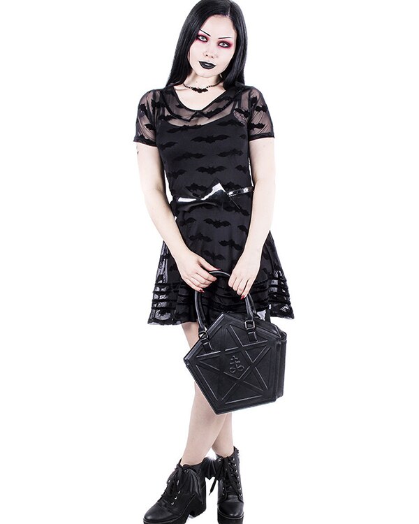 Pentagram Punk Darkness Gothic Shoulder Bag Women's Purses and Handbag Girls Black Crossbody Bag Chain Bag