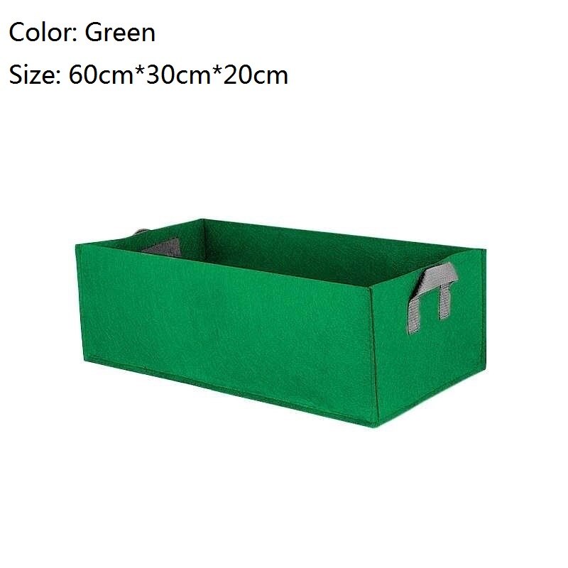 Grow Bags Non-Woven Fabric Raised Garden Bed Rectangle Planting Container Grow Bags Fabric Planter Pot For Plants Nursery Pot: Green L