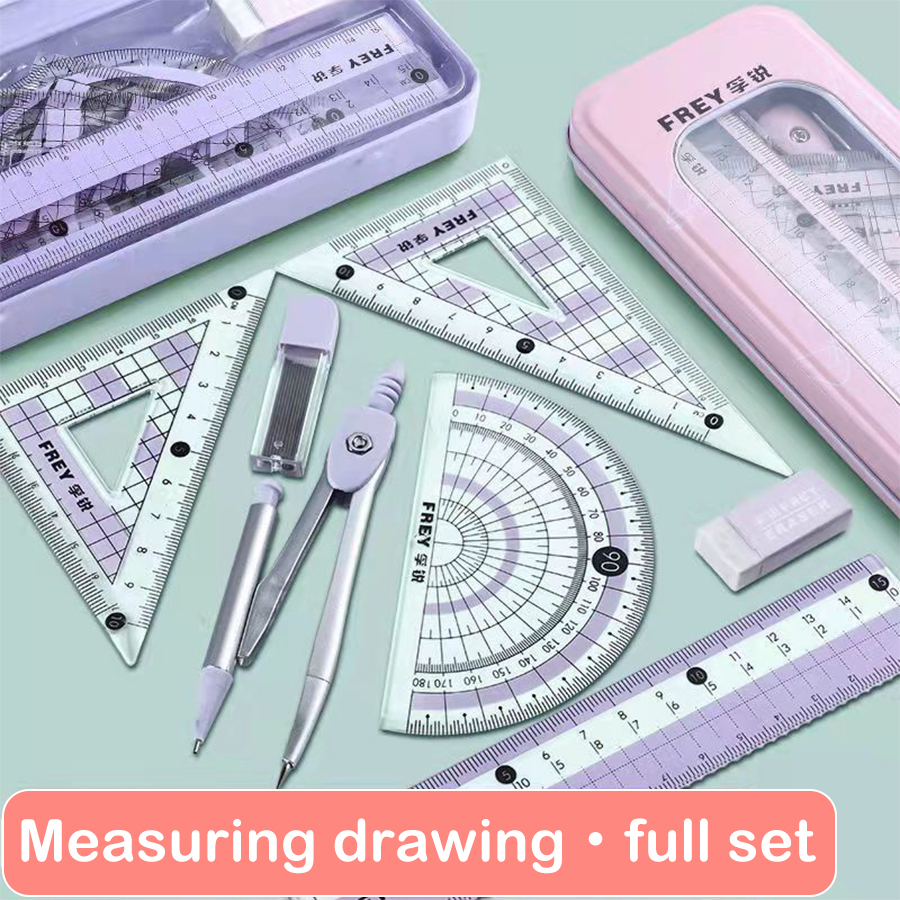 7 Pcs/Set Mathematical Rulers Set Multi-function Compass Ruler Drawing Tools School Supplies Students Stationery