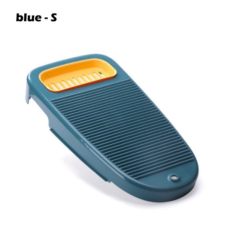 2 in 1 Laundry Clothes Washing Board Plastic Thicken Washboard with Soap Holder Seat Box Bathroom Cleaning Laundry Scrubbing: blue - S