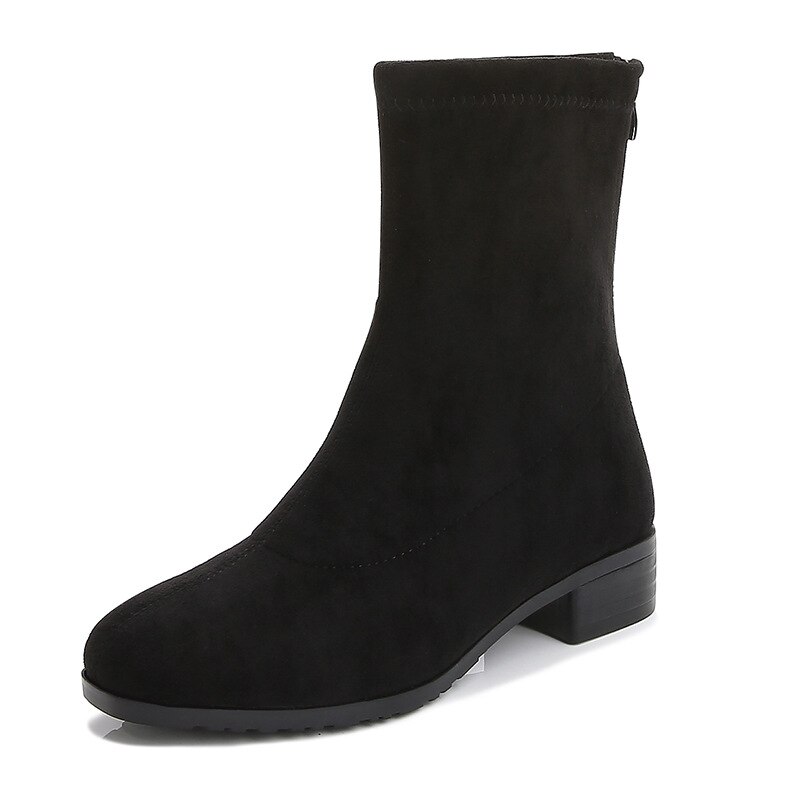 Laarzen platte hak grote maten schoenen dames halfhoge laarzen dames lage hakken laarzen chelsea ronde neus winterschoenen grote maten