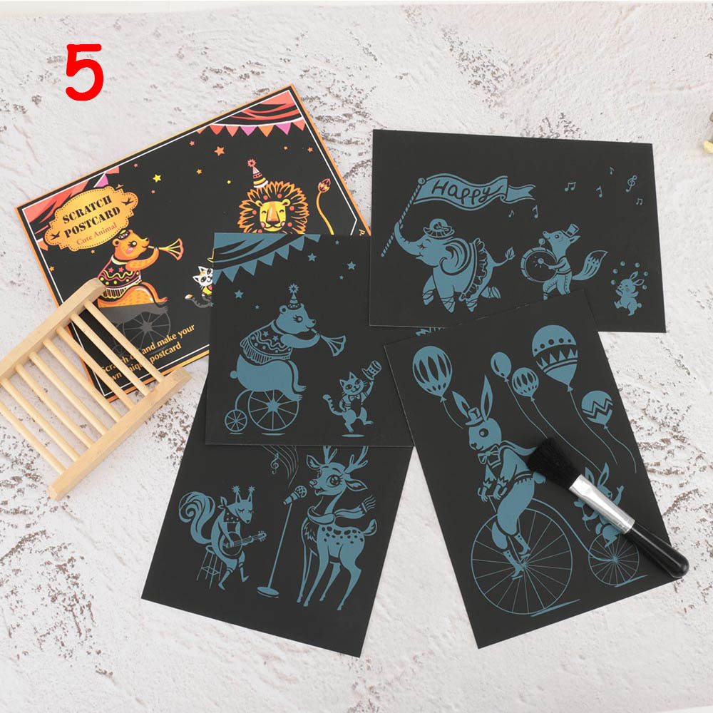 4pcs/lot Magic Scratch Painting Kids DIY Painting Art Doodling Drawing Toys Crafts for Children Black Cardboard Graffiti Card: 5