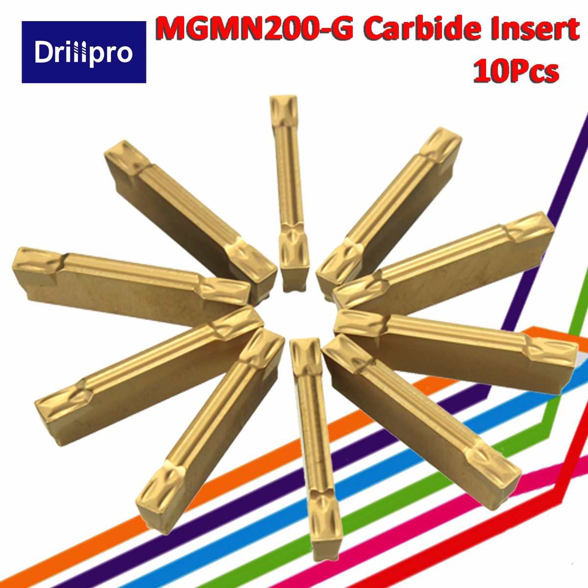 10 Uds MGMN200-G 2mm insertos de carburo para MGEHR/MGIVR herramienta de corte de ranurado herramienta de torneado 16mm x 3mm x 2mm